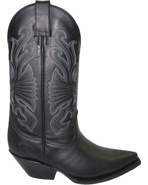 Grinders Leather Western Cowboy Boots-Buffalo - Black