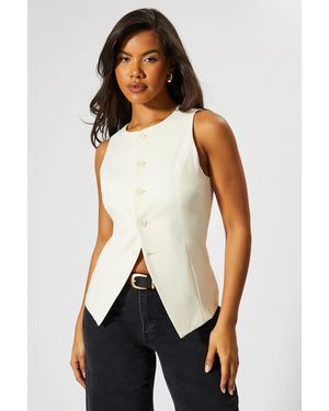 MissPap Tailored High Neck Waistcoat - White