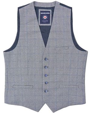 Lambretta George Prince Of Wales Check Waistcoat - Blue