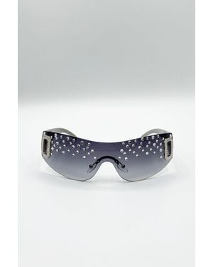 SVNX Racer Diamante Sunglasses - Blue
