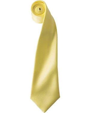 PREMIER Plain Satin Tie (Narrow Blade) (Lemon) - Yellow
