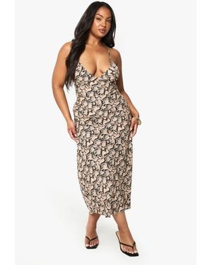 Boohoo Plus Snake Print Strappy Midaxi Dress - Multicolour