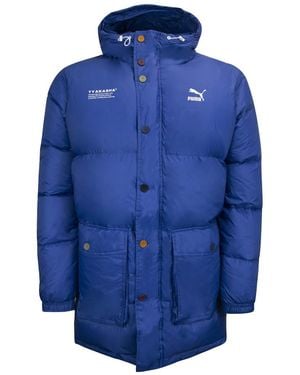 PUMA X Tyakasha Woven Down Parka Hooded Padded Coat 595561 39 - Blue