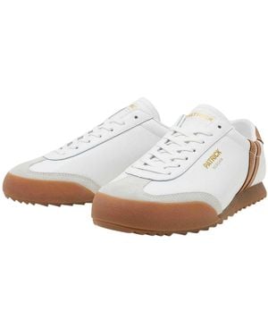 Patrick Bergan Leather Trainers /Tan) - White