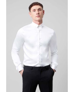Twisted Tailor Slinky Slim Fit Sateen Shirt - White