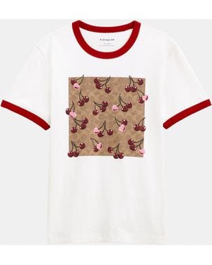 COACH Signature Square Cherry T-Shirt - Natural