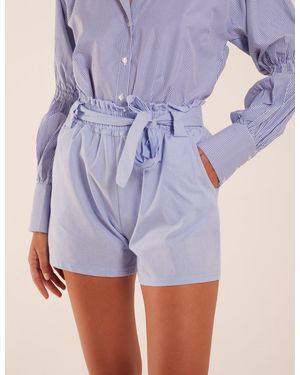 Blue Vanilla Belted Shorts Cotton - Blue