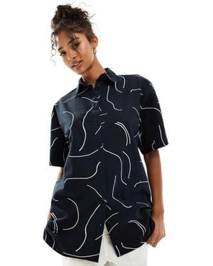 ASOS Oversized Shirt With Linen - Blue