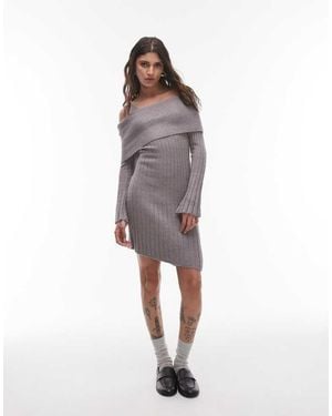 House Of Sunny Ribbed Asymmetric Dress - Grey