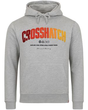 Crosshatch Chest Print Hoodie Cotton - Grey
