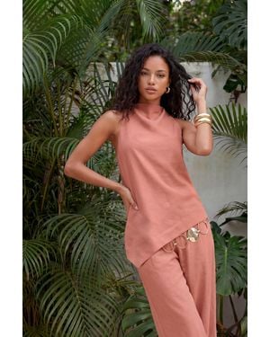 Boohoo Halter Loose Asymmetric Top - Green