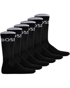 BOSS 6 Pack Stripe Sock - Black