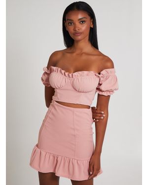 Pink Vanilla Frill Hem Mini Skirt - Pink