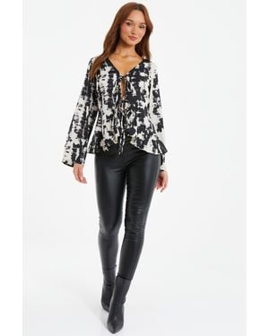 Quiz Faux Leather High Waisted Skinny Jeans - Black