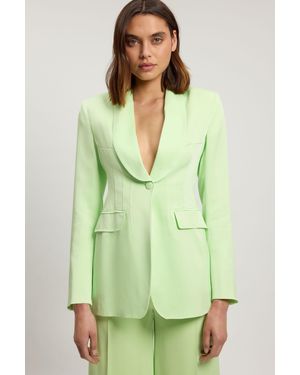 Karen Millen Structured Satin Viscose Tailored Blazer - Green