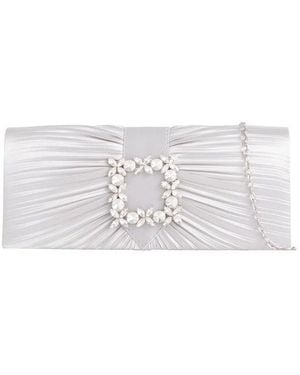 SVNX Pleated Clutch With Crystal Embellishment - White