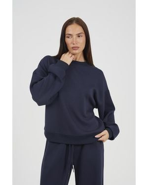 Brave Soul Dark Crew Neck Scuba Sweatshirt - Blue