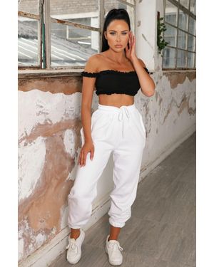 Femme Luxe Cuffed Joggers Lizzie - White
