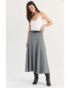 Bianco Lucci Midi Skirt - Grey