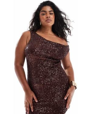 ASOS Design Sequin Asymmetric Off Shoulder Mini Dress - Red
