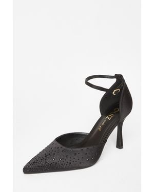 Quiz Wide Fit Scattered Diamante Heels - Black
