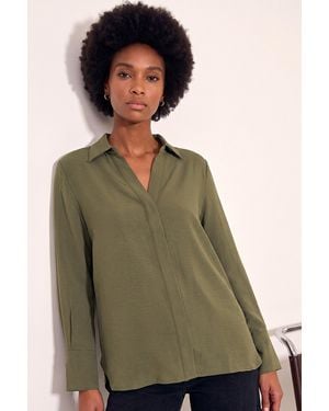 Roman Concealed Placket Shirt - Green