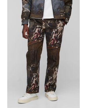 BoohooMAN Renaissance Angelic Fixed Waist Relaxed Fit Trousers - Black