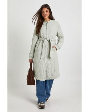 Boohoo Longline Quilted Puffer - Grey