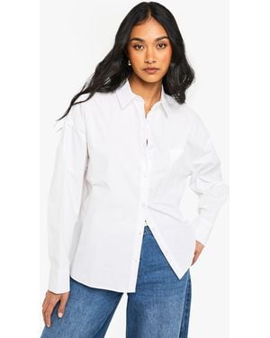 Boohoo Cotton Poplin Oversized Shirt - White