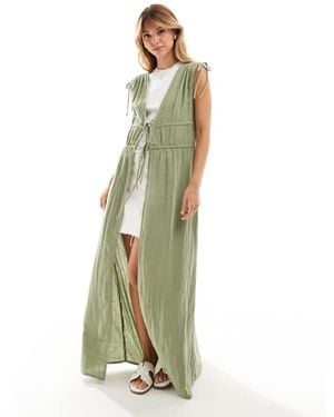 Vila Longline Tie Front Top - Green