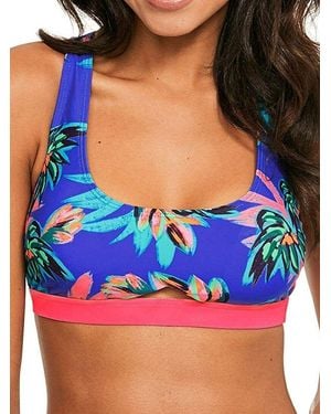 Figleaves Fiji Soft Crop Bikini Top Rain - Blue