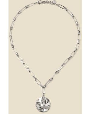 Sosandar Plated Hammered Chain Link Necklace - Natural