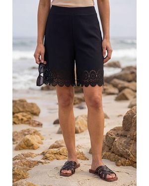 Roman Laser Cut Hem Shorts - White