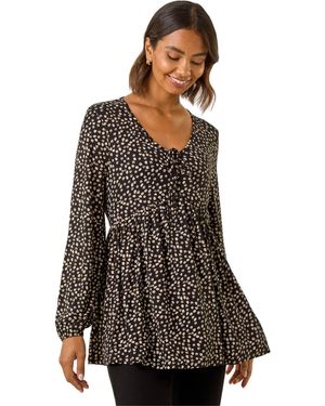 Roman Printed Snit Jersey Top - Black