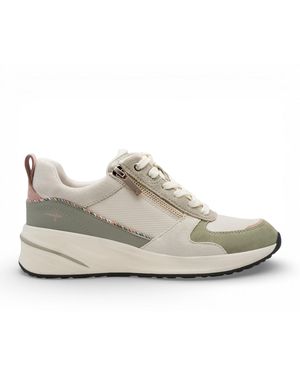 Tamaris Platform Trainers Trainer Zip Lace-Up Running Shoes Textile - White