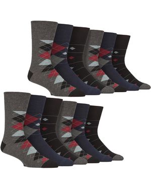 Gentle Grip 12 Pairs Cotton Socks - Black