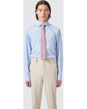 Shelby and Sons Lewes Slim Fit Spread Collar Cotton Shirt - Blue