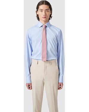 Shelby and Sons Lewes Slim Fit Spread Collar Cotton Shirt - Blue