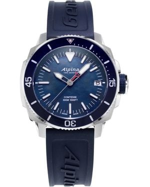 Alpina Seastrong Diver Comtesse Watch Al-240Mpn2Vc6 Rubber - Blue