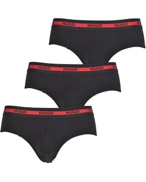 HUGO 3 Pack Planet Hip Brief - Black