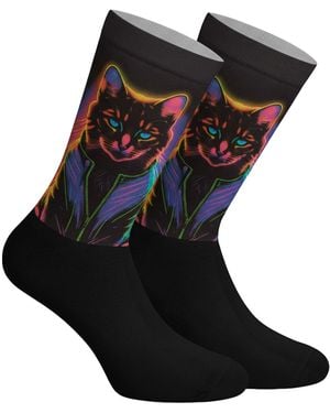 Jenes Socks Funny Printed Long For And - Black