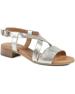 Jones Bootmaker Halston Leather Block Heel Sandals - Brown