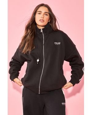 DSGN Studio Sport Colour Block Funnel Neck Zip Through Sweatshirt - Black