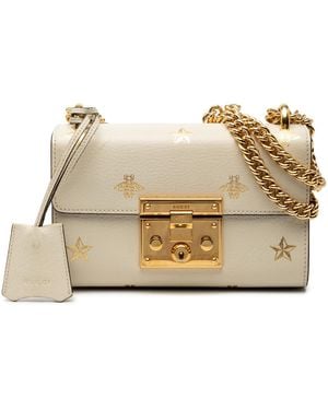 Gucci Pre-Owned Small Leather Bee Star Padlock Crossbody - Natural