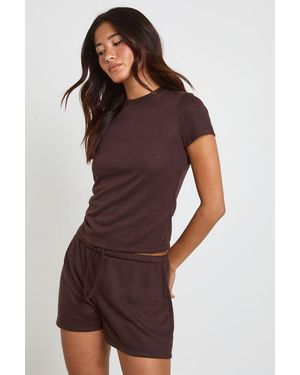 Boohoo Slub Drawstring Shorts - Purple