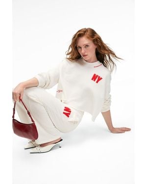 Grimelange Crop Relaxed Logo Sweatshirt - White