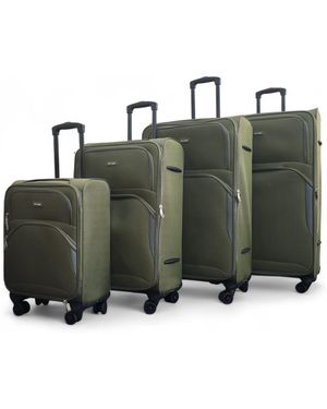 Infinity Leather Expandable Soft Khaki 8 Wheel Lightweight Suitcase Luggage Travel Bags Set Of 4 Nylon - Green