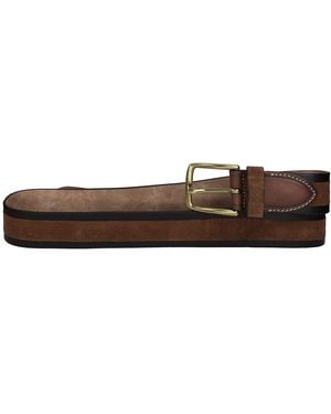 Hackett Inlay Leather Suede Belt - Brown