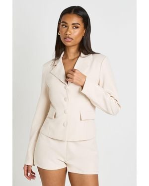 Boohoo Tailored Mini Shorts - Natural