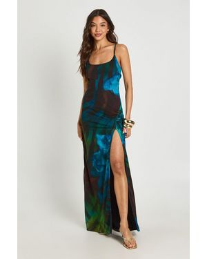Boohoo Multi Zebra Printed Cowl Neck Maxi Dress - Blue